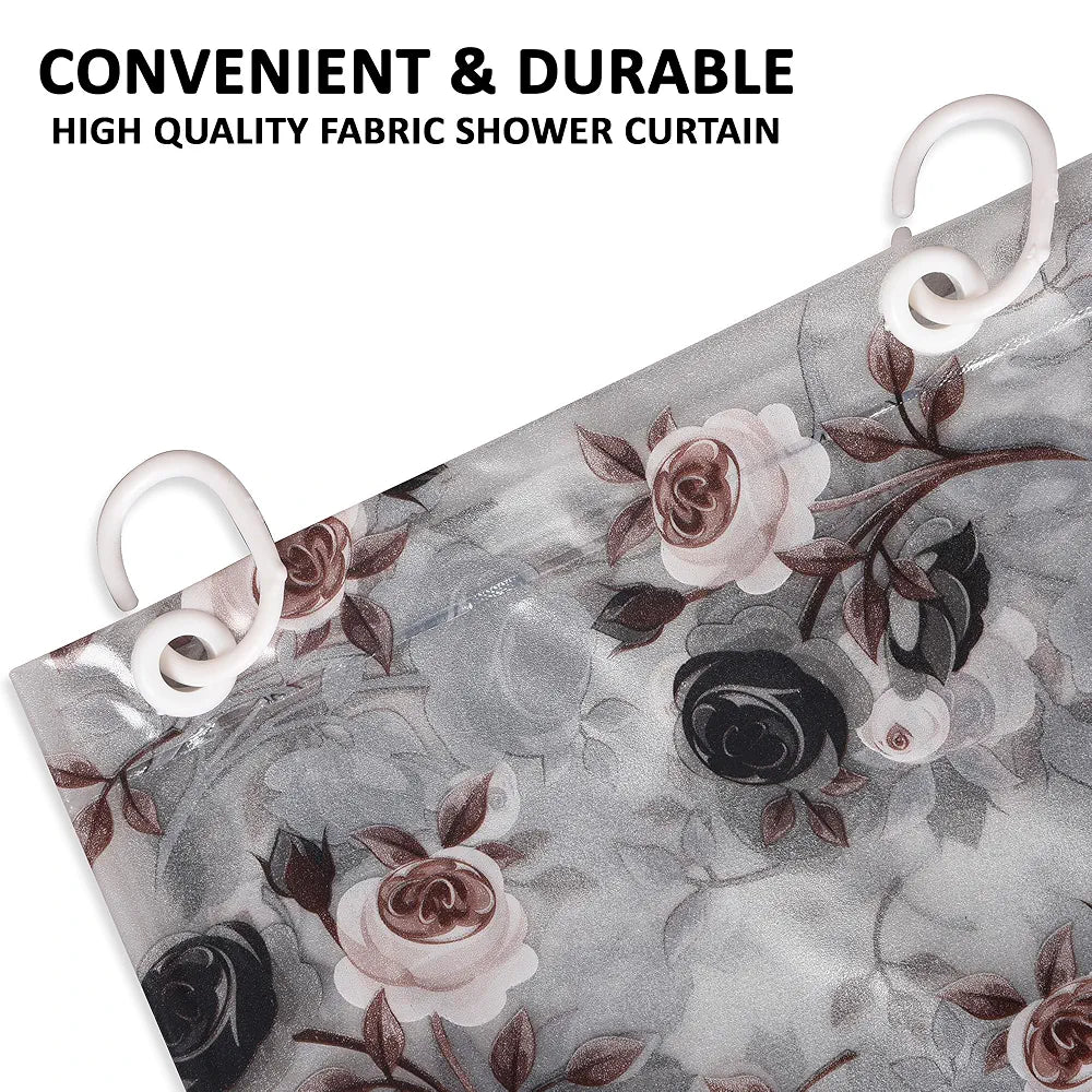 Kuber Industries Shower Curtain | 7 Feet | Bathroom Shower Curtain | AC Curtains | PVC Waterproof Window Curtain | Curtains for Bathtub | 8 Rings Curtain | Brown Rose | Transparent